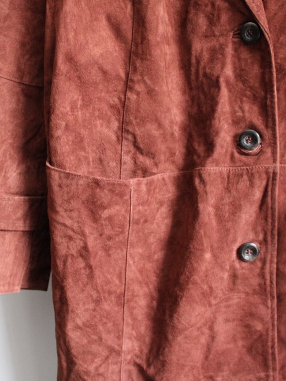 Chadwicks Chestnut Brown Genuine Suede Leather Trench Coat Women's Size 18W NWT - Picture 4 of 5